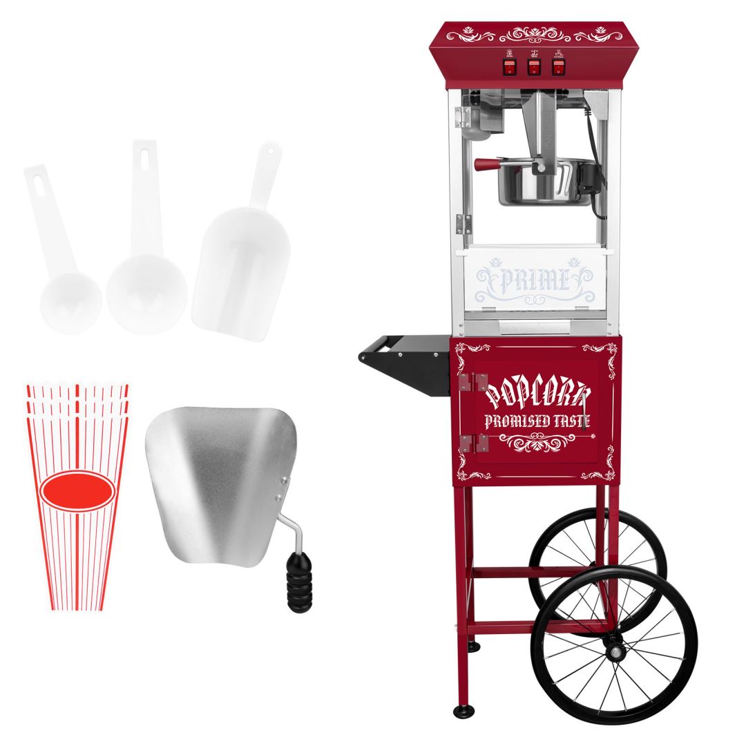 Commercial Popcorn Machine, 10 Oz Kettle, Popcorn Maker Machine Cart 850W Red