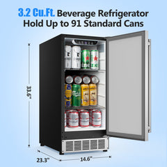 COTLIN 15 Inch Outdoor Beverage Refrigerator