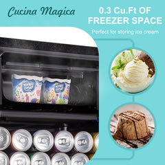 COTLIN 4.8 Cu ft Mini Beverage Refrigerator with Glass Door, 155 Can Capacity, Drink Fridge
