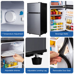 COTLIN Mini Fridge with Freezer,3.2 Cuft Portable Refrigerator,Small Refrigerator for Bedroom