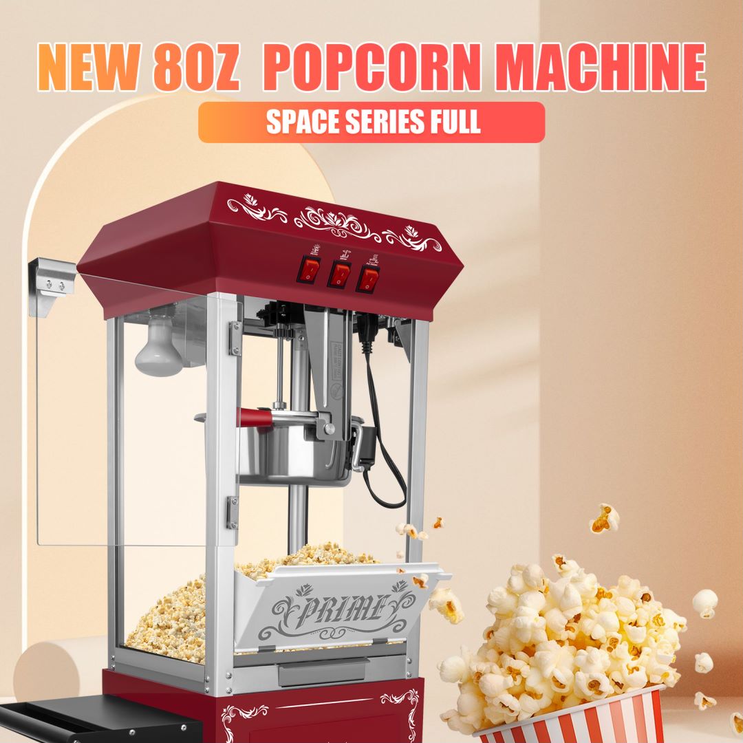 Commercial Popcorn Machine, 10 Oz Kettle, Popcorn Maker Machine Cart 850W Red