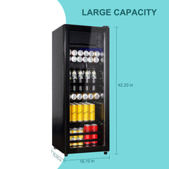 COTLIN 4.8 Cu ft Mini Beverage Refrigerator with Glass Door, 155 Can Capacity, Drink Fridge