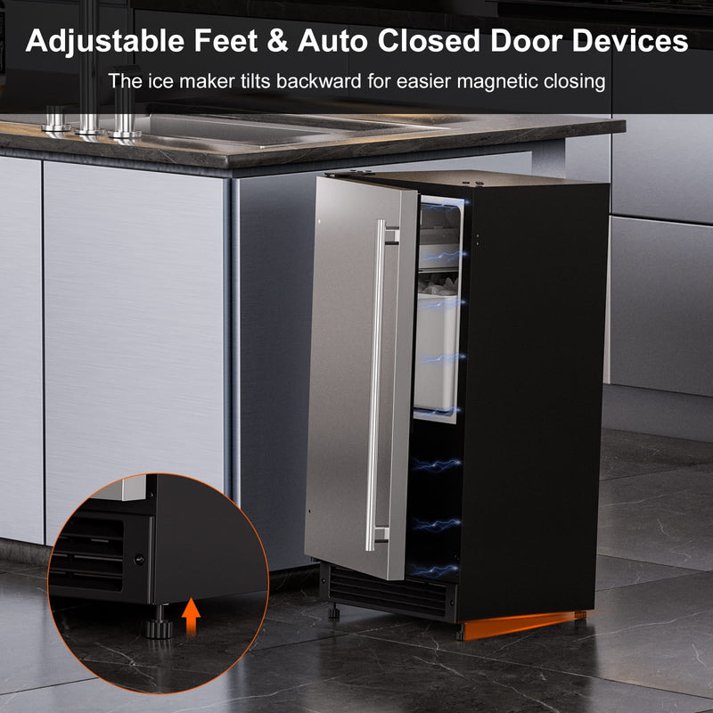 COTLIN 15" 22LBS/24H Built-in Stainless Steel Crescent Ice Maker IMC25BI