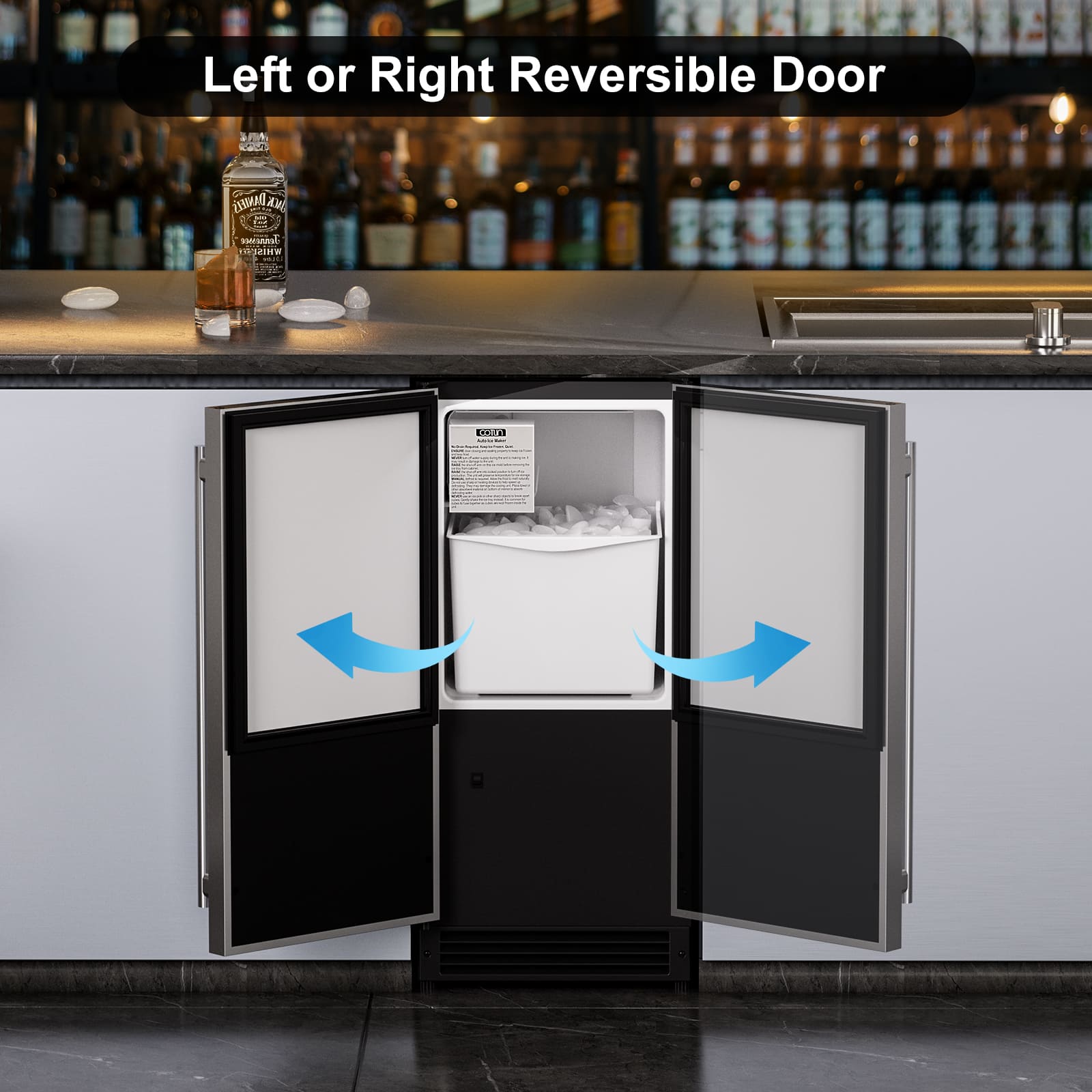 COTLIN 15" 22LBS/24H Built-in Stainless Steel Crescent Ice Maker IMC25BI