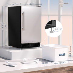 COTLIN 15" 22LBS/24H Undercounter Stainless Steel Crescent Ice Maker IMC22