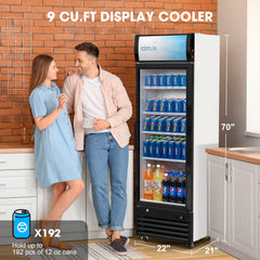 COTLIN 21" 9 Cu.Ft. LED Dual-pane Glass Door ‎Coated Steel Upright Display Beverage Cooler WX-P255