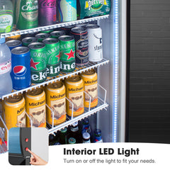 COTLIN 21" 9 Cu.Ft. LED Dual-pane Glass Door ‎Coated Steel Upright Display Beverage Cooler WX-P255