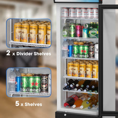 COTLIN 21" 9 Cu.Ft. LED Dual-pane Glass Door ‎Coated Steel Upright Display Beverage Cooler WX-P255