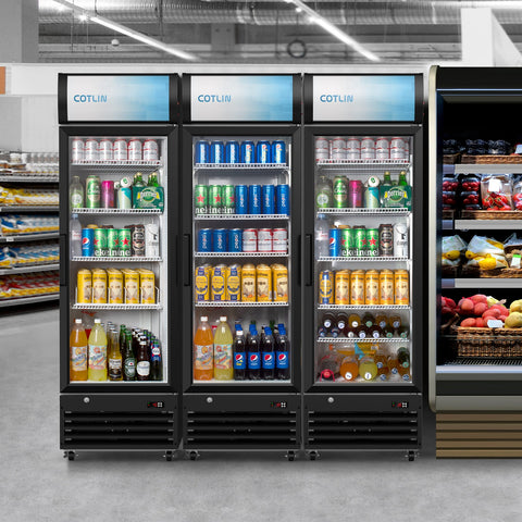 COTLIN 21" 9 Cu.Ft. LED Dual-pane Glass Door ‎Coated Steel Upright Display Beverage Cooler WX-P255