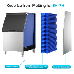 COTLIN 22" 300LBS/24H Adjustable Ice Cube Thickness Air Cooled Stainless Steel  Commercial Ice Maker T50A