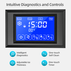 COTLIN 22" 300LBS/24H Adjustable Ice Cube Thickness Air Cooled Stainless Steel  Commercial Ice Maker T50A