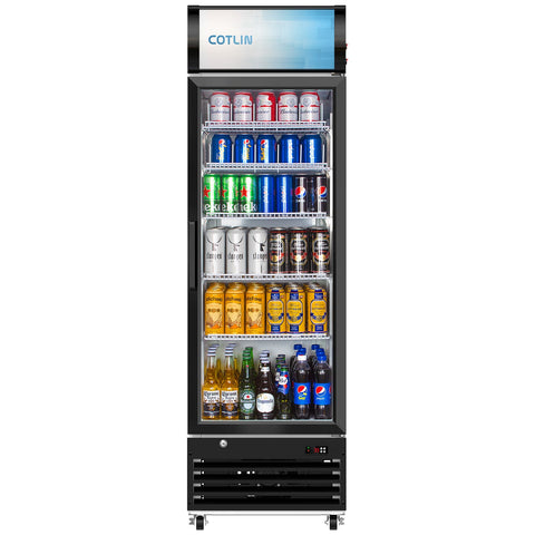 COTLIN 24" 12.5 Cu.Ft. LED Dual-pane Glass Door ‎Coated Steel Upright Display Beverage Cooler WX-P354
