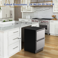 COTLIN 24" 4.9 Cu.Ft. Double Drawer Stainless Steel Refrigerator HX-160DDR