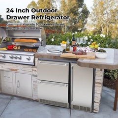 COTLIN 24" 4.9 Cu.Ft. Double Drawer Stainless Steel Refrigerator HX-160DDR