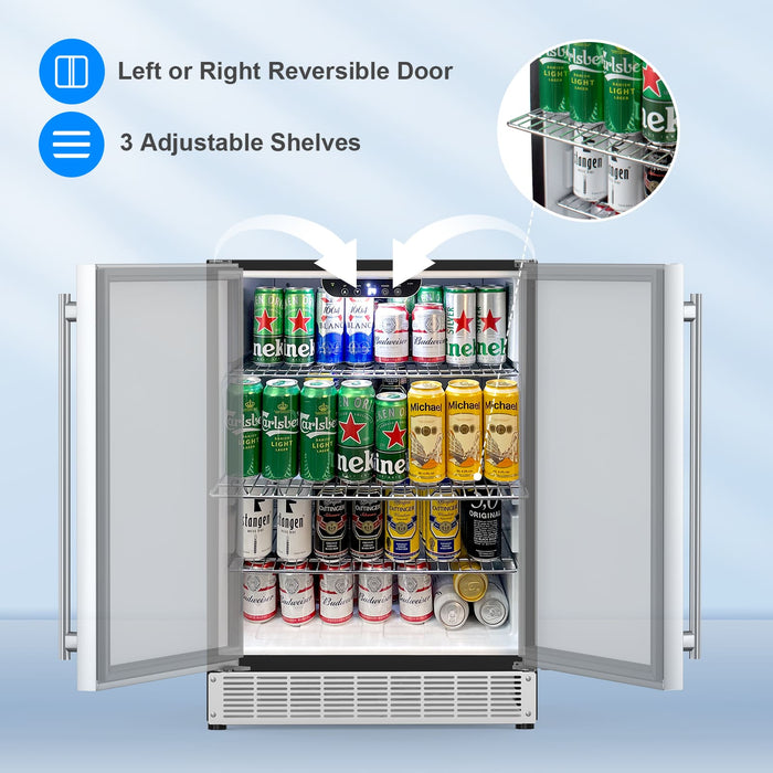 COTLIN 24" 5.4 Cu.Ft. Built-in Stainless Steel Beverage Fridge HX-160BR