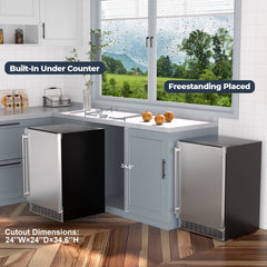 COTLIN 24" 5.4 Cu.Ft. Built-in Stainless Steel Beverage Fridge HX-160BR