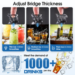 COTLIN 26" 200LBS/24H Air Cooled Freestanding Stainless Steel Undercounter Ice Maker P518A