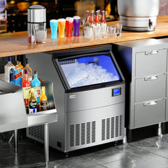 COTLIN 26" 200LBS/24H Air Cooled Freestanding Stainless Steel Undercounter Ice Maker P518A