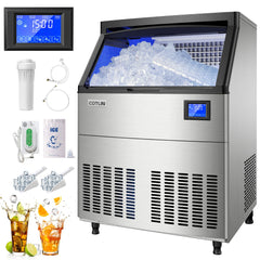 COTLIN 26" 320LBS/24H Air Cooled Freestanding Stainless Steel Undercounter Ice Maker P818A