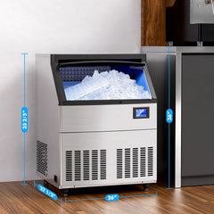 COTLIN 26" 320LBS/24H Air Cooled Freestanding Stainless Steel Undercounter Ice Maker P818A