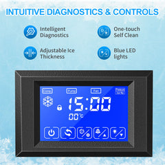 COTLIN 26" 320LBS/24H Air Cooled Freestanding Stainless Steel Undercounter Ice Maker P818A