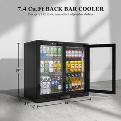 COTLIN 36" 7.4 Cu.Ft. Adjustable Temperature Controller Coated Steel Beverage Bar Cooler WX-209