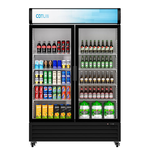 COTLIN 53" 45 Cu.Ft. LED Dual-pane Glass Door ‎Coated Steel Upright Display Beverage Cooler WX-49DR