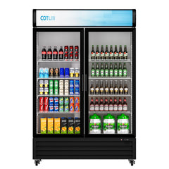 COTLIN 53" 45 Cu.Ft. LED Dual-pane Glass Door ‎Coated Steel Upright Display Beverage Cooler WX-49DR