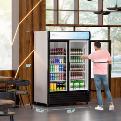 COTLIN 53" 45 Cu.Ft. LED Dual-pane Glass Door ‎Coated Steel Upright Display Beverage Cooler WX-49DR