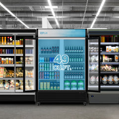 COTLIN 53" 45 Cu.Ft. LED Dual-pane Glass Door ‎Coated Steel Upright Display Beverage Cooler WX-49DR