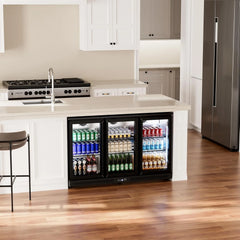 COTLIN 11.45 Cu.Ft Back Bar Beverage Cooler with Low-E Glass Auto Defrost – 3 Door Commercial Under Counter Fridge for Beer, Soda, Wine– Triple Fan Cooling, ETL NSF Approved