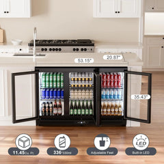 COTLIN 11.45 Cu.Ft Back Bar Beverage Cooler with Low-E Glass Auto Defrost – 3 Door Commercial Under Counter Fridge for Beer, Soda, Wine– Triple Fan Cooling, ETL NSF Approved