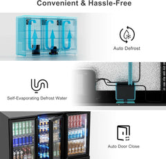 COTLIN 11.45 Cu.Ft Back Bar Beverage Cooler with Low-E Glass Auto Defrost – 3 Door Commercial Under Counter Fridge for Beer, Soda, Wine– Triple Fan Cooling, ETL NSF Approved