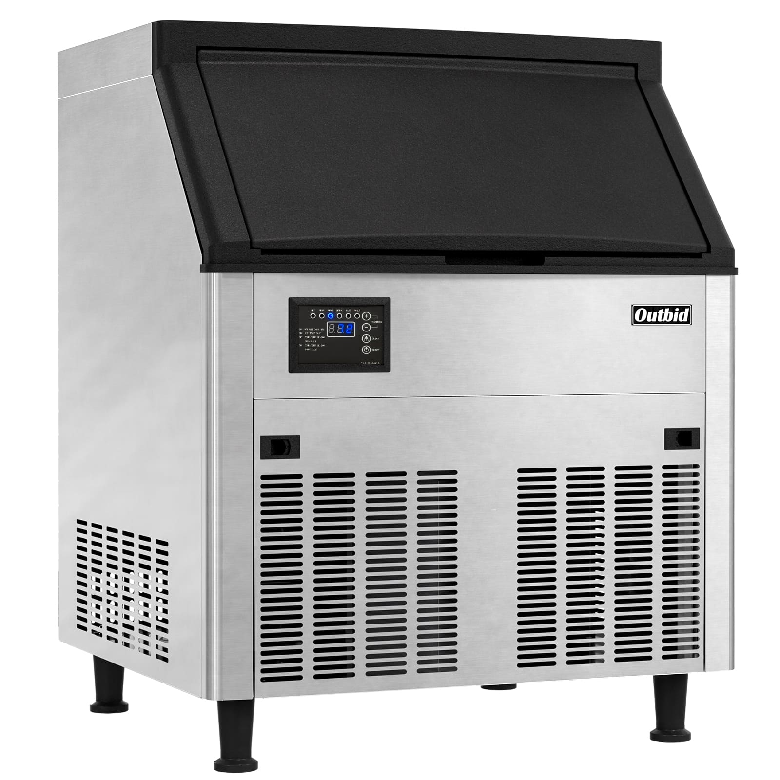 OUTBID 26" 200LBS/24H Air Cooled Freestanding Stainless Steel Undercounter Ice Machine with 90 LBS Bin UIM516