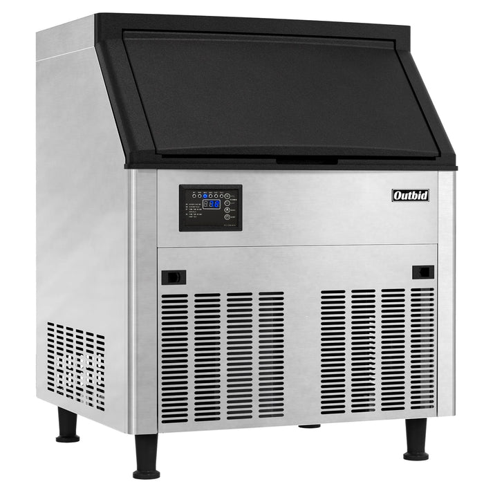 OUTBID 26" 200LBS/24H Air Cooled Freestanding Stainless Steel Undercounter Ice Machine with 90 LBS Bin UIM516