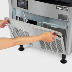 OUTBID 26" 200LBS/24H Air Cooled Freestanding Stainless Steel Undercounter Ice Machine with 90 LBS Bin UIM516