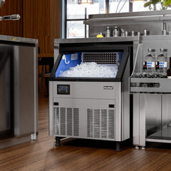 OUTBID 26" 200LBS/24H Air Cooled Freestanding Stainless Steel Undercounter Ice Machine with 90 LBS Bin UIM516