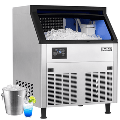 OUTBID 26" 265LBS/24H Air Cooled Freestanding Stainless Steel Undercounter Ice Machine with 90 LBS Bin UIM518