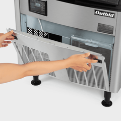 OUTBID 26" 265LBS/24H Air Cooled Freestanding Stainless Steel Undercounter Ice Machine with 90 LBS Bin UIM518