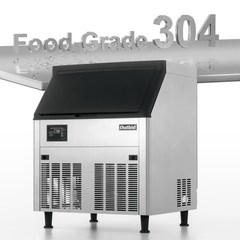 OUTBID 26" 265LBS/24H Air Cooled Freestanding Stainless Steel Undercounter Ice Machine with 90 LBS Bin UIM518