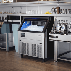 OUTBID 26" 265LBS/24H Air Cooled Freestanding Stainless Steel Undercounter Ice Machine with 90 LBS Bin UIM518