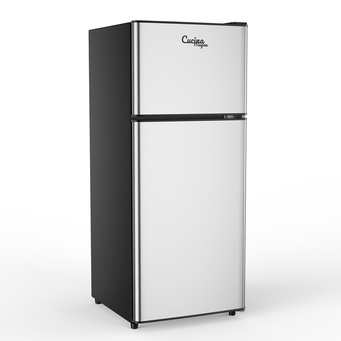 3.8 Cu Ft Mini Fridge for Bedroom, 2 Door portable refrigerator, 7 Level Thermostat, LED Light, Small Refrigerator for Bedroom, Office, Dorm