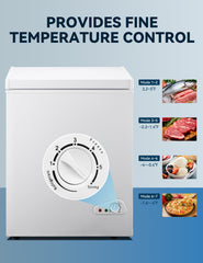 5.0 Cu.ft Small Chest Freezer Deep Freezer with Removable Basket and Defrost Water Drain