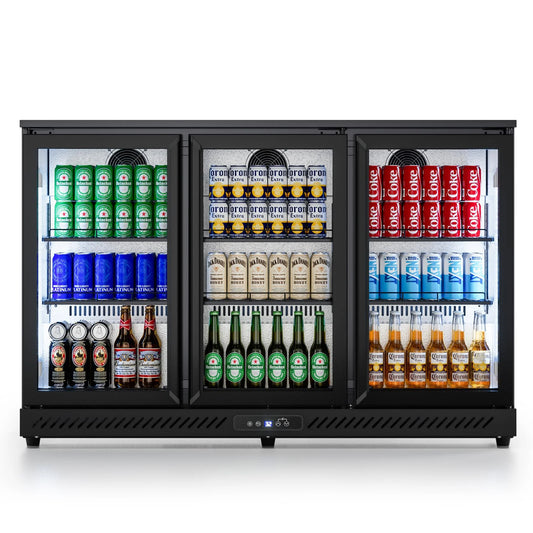 COTLIN 11.45 Cu.Ft Back Bar Beverage Cooler with Low-E Glass Auto Defrost – 3 Door Commercial Under Counter Fridge for Beer, Soda, Wine– Triple Fan Cooling, ETL NSF Approved