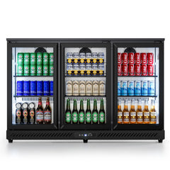 COTLIN 11.45 Cu.Ft Back Bar Beverage Cooler with Low-E Glass Auto Defrost – 3 Door Commercial Under Counter Fridge for Beer, Soda, Wine– Triple Fan Cooling, ETL NSF Approved