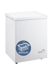 5.0 Cu.ft Small Chest Freezer Deep Freezer with Removable Basket and Defrost Water Drain