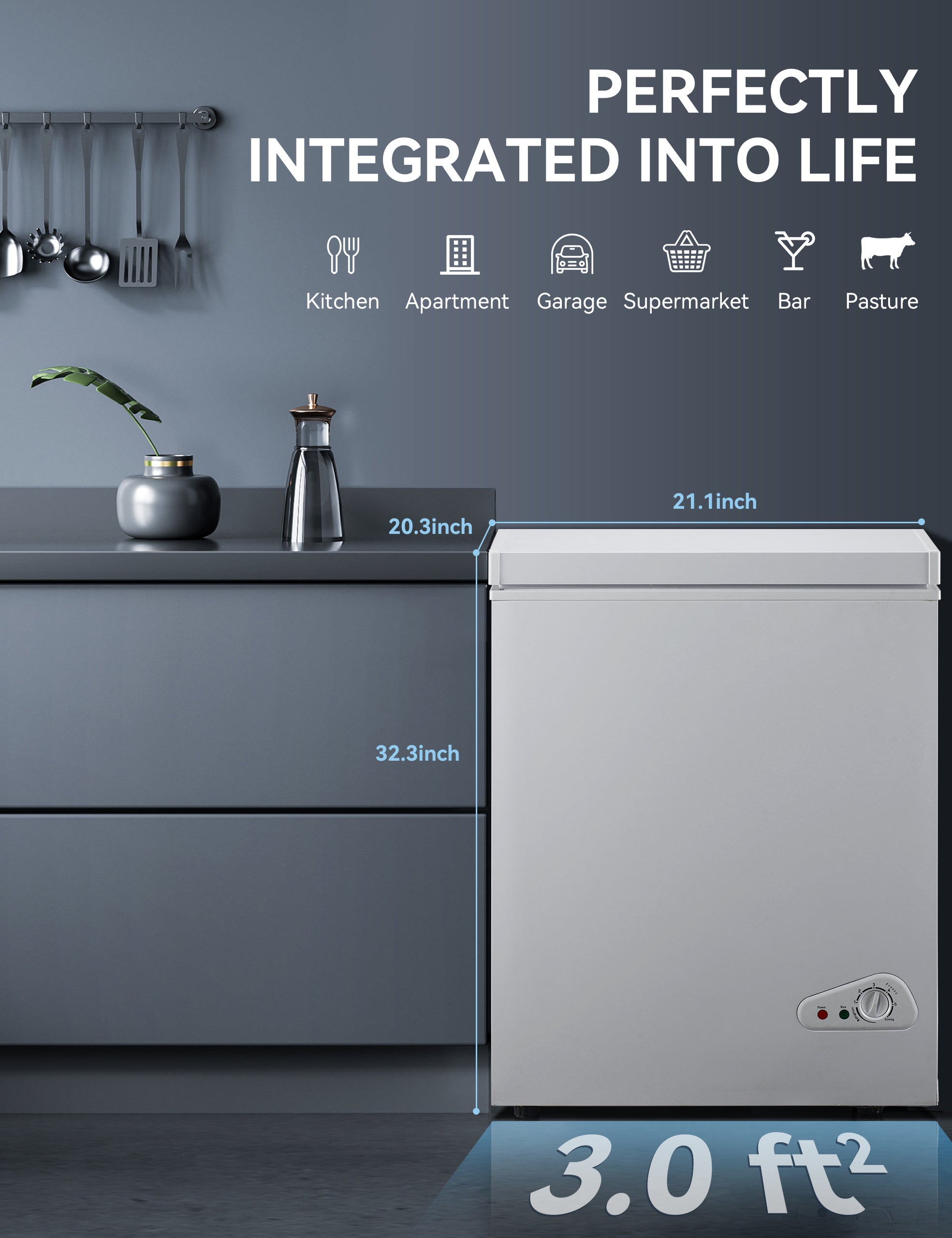 5.0 Cu.ft Small Chest Freezer Deep Freezer with Removable Basket and Defrost Water Drain