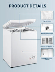 5.0 Cu.ft Small Chest Freezer Deep Freezer with Removable Basket and Defrost Water Drain